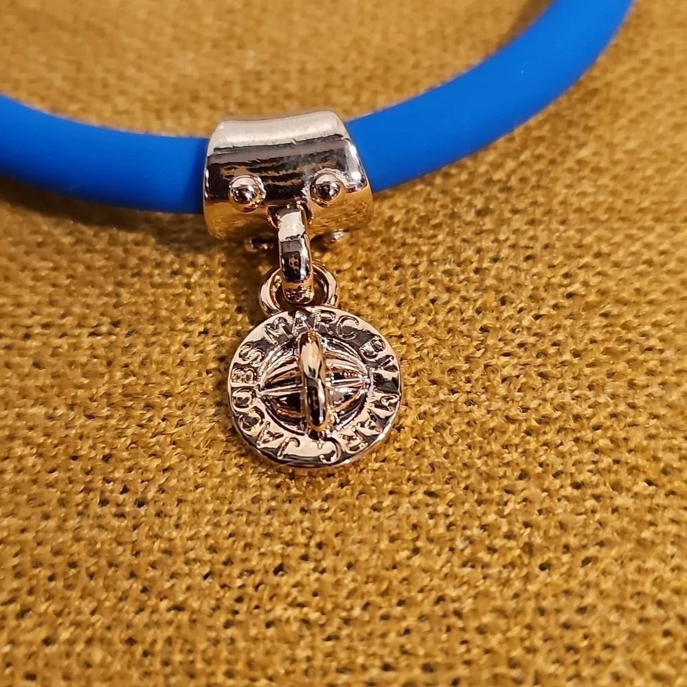 Marc By Marc Jacobs Electric Blue Silicone Logo Charm Bracelet NWT